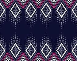 Geometric ethnic texture embroidery design with Dark Blue background design, skirt,wallpaper,clothing,wrapping,Batik,fabric,sheet, white triangle shapes Vector, illustration Texture vector