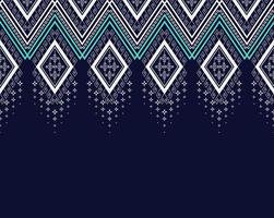 Geometric ethnic texture embroidery design with Dark Blue background design, skirt,wallpaper,clothing,wrapping,Batik,fabric,sheet, white triangle shapes Vector, illustration Texture vector