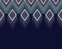 Geometric ethnic texture embroidery design with Dark Blue background design, skirt,wallpaper,clothing,wrapping,Batik,fabric,sheet, white triangle shapes Vector, illustration Texture vector