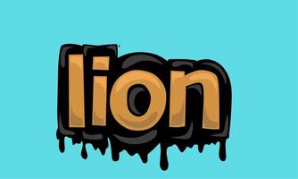 LION writing vector design on blue background