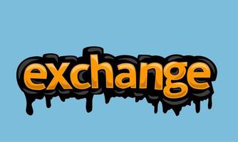 EXCHANGE writing vector design on blue background