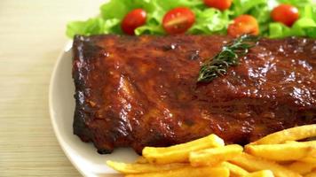 grilled and barbecue ribs pork with BBQ sauce video