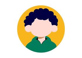 curly haired boy face illustration design vector