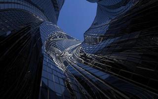 edificios modernos de gran altura contra el cielo. Ilustración 3d sobre el tema del éxito empresarial y la tecnología. foto