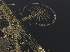vista superior de la gran ciudad. ilustración en diseño gráfico casual. fragmento de dubai render 3d foto