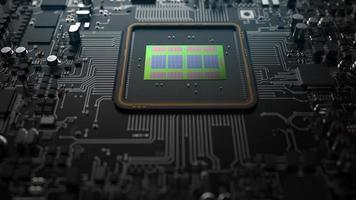 a fragment of computer hardware components. powerful cpu on a chip photo