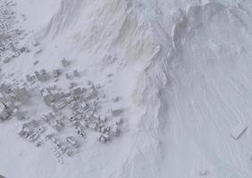 big city in the mountains top view. illustration in casual graphic design. fragments New York 3D render photo