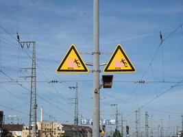 Mind the step danger of fall sign at a station photo