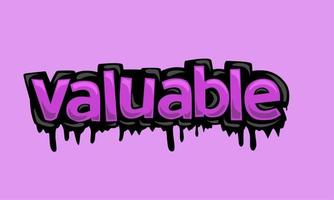 VALUABLE  writing vector design on pink background