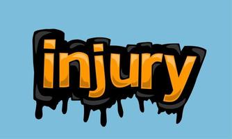 INJURY writing vector design on blue background