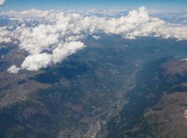 Aerial view of Alps mountains photo