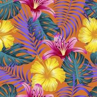 Floral seamless pattern with leaves. tropical background vector