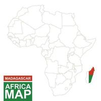 Africa contoured map with highlighted Madagascar. vector