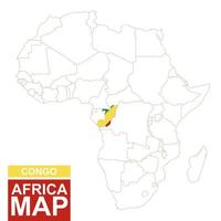 Africa contoured map with highlighted Congo. vector