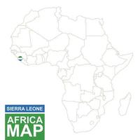 mapa contorneado de áfrica con sierra leona resaltada. vector