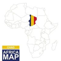 Africa contoured map with highlighted Chad. vector