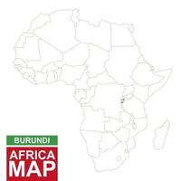Africa contoured map with highlighted Burundi. vector