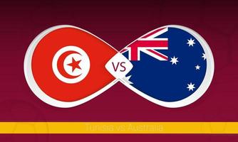 Tunisia vs Australia  in Football Competition, Group A. Versus icon on Football background. vector