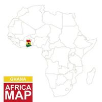 Africa contoured map with highlighted Ghana. vector