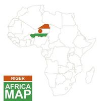 Africa contoured map with highlighted Niger.