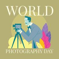 día mundial de la fotografía en tema clásico vector