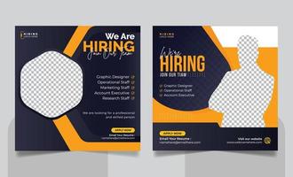 We Are Hiring Job Vacancy Social Media Post Template or Hiring Square Social Media Web Banner Design vector