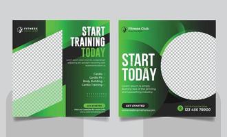Fitness gym promotional social media post web banner or square flyer template vector