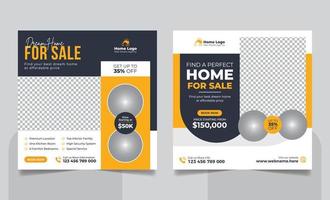 Real Estate Property Social Media Post or Modern Home Sale Social Media Promotion Square Flyer Web Banner Design Template vector