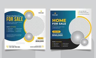 Real Estate Property Social Media Post or Modern Home Sale Social Media Promotion Square Flyer Web Banner Design Template vector