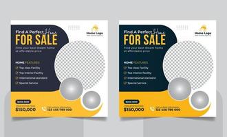 Real Estate Property Social Media Post or Modern Home Sale Social Media Promotion Square Flyer Web Banner Design Template vector