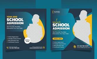 School admission social media post banner or educational square flyer back to school web banner design template vector