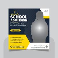 School admission social media post banner or educational square flyer back to school web banner design template vector