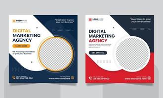 Digital Marketing Agency Online Webinar Social Media Post Set or Corporate Business Promotion Social Media Web Banner Square Flyer Unique Design Template vector