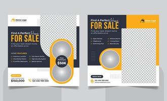 Real Estate Property Social Media Post or Modern Home Sale Social Media Promotion Square Flyer Web Banner Design Template vector