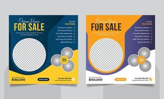 Real Estate Property Social Media Post or Modern Home Sale Social Media Promotion Square Flyer Web Banner Design Template vector