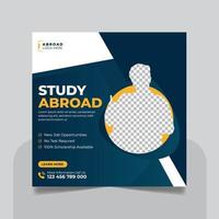 Study abroad social media post or higher education social media web banner square flyer template set vector