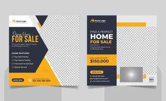 Real Estate Property Social Media Post or Modern Home Sale Social Media Promotion Square Flyer Web Banner Design Template vector