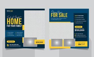 Real Estate Property Social Media Post or Modern Home Sale Social Media Promotion Square Flyer Web Banner Design Template vector