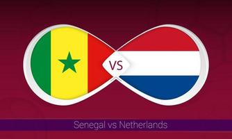 Senegal vs Netherlands  in Football Competition, Group A. Versus icon on Football background. vector