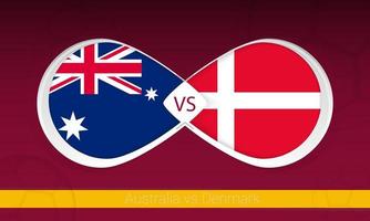 australia vs dinamarca en competición de fútbol, grupo a. versus icono en el fondo del fútbol. vector