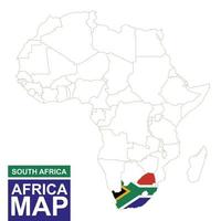 mapa contorneado de áfrica con sudáfrica resaltada. vector