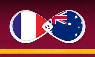 France vs Australia  in Football Competition, Group A. Versus icon on Football background. vector