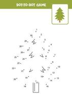 Dot to dot game with cute pine tree. Connect the dots. Math game. Dot and color picture. vector