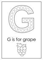 Learning English alphabet for kids. Letter G. Dot marker activity. vector