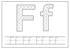 Learning English alphabet for kids. Letter F. Tracing letters. vector