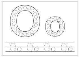 aprender el alfabeto inglés para niños. letra o. rastreo de letras. vector