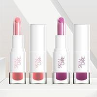 Vector Dual Layers Core Lipstick with White Tube and Transparent Base Packaging. Minimal Geometric White Background.