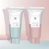 Vector Pink and Light Blue Cosmetics or Healthcare Tubes Packaging with Minimal Hipster Gradient Design
