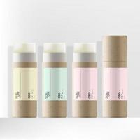 Vector Recycled Kraft Paper CBD Lip Balm Packaging with Minimal Pastel Label Design