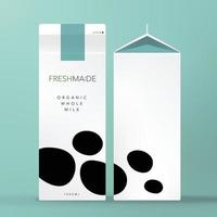 Vector Minimal Juice or Milk Flat Lay Packaging. Black, White and Turquoise.